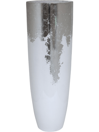 Tall flower pot "Luxe Lite Glossy Partner" Ø 40/ H 115 cm - white/silver