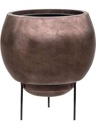 Metallic Silver Leaf Globe Elevated" flower pot with stand Ø 34 cm - Coffee Matt