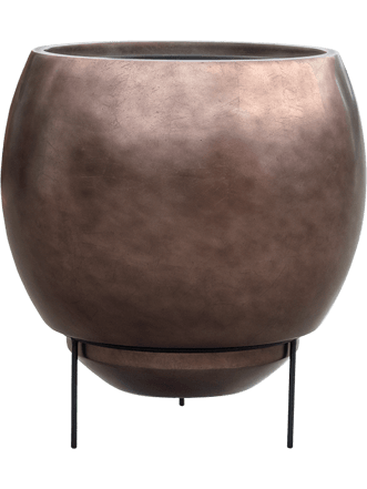 Metallic Silver Leaf Globe Elevated" flower pot with stand Ø 48 / height 45 cm - Coffee Matt