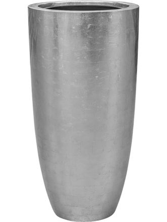 Grosser XL Blumentopf „Metallic Silver Leaf Partner“ Ø 46/H 90 cm - Glossy Silber