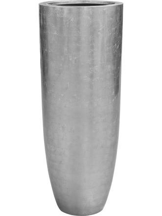Large XL flower pot "Metallic Silver Leaf Partner" Ø 46/H 120 cm - Glossy silver
