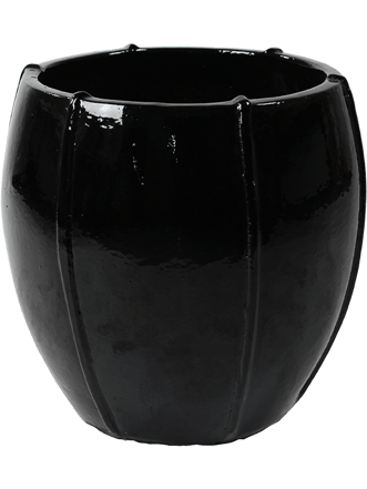Pot de fleurs intérieur/extérieur de haute qualité "Moda Emperor" Ø 43 cm/hauteur 43 cm, Black Shiny