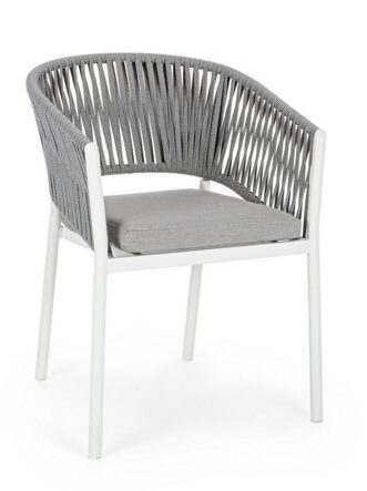 Stapelbarer Outdoor Design Stuhl „Florencia“ - Weiss/Hellgrau