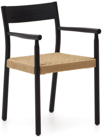 Hochwertiger Massivholz Stuhl „Xalla“ mit Armlehnen - Eiche / Schwarz