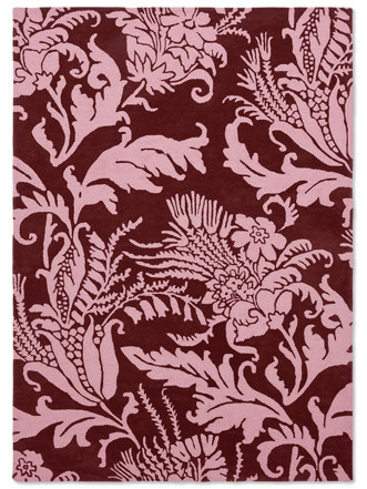 Tapis design "Baroque" rose - tufté main, 100% laine vierge