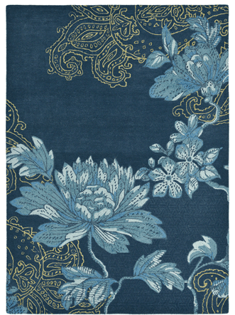 Designer Teppich „Fabled Floral“ Navy - handgetuftet