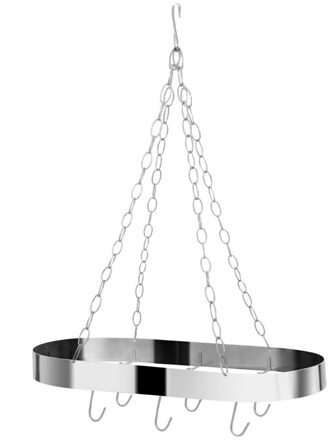 Deckenhängeregal Oval Silver aus Edelstahl 60 x 72 cm