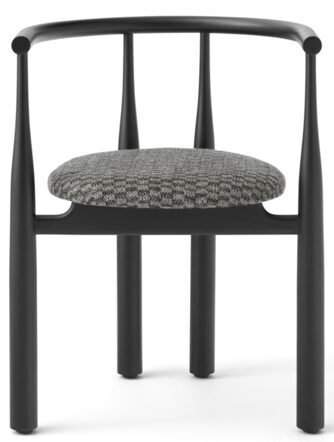 Design chair "Bukowski" with armrests - stained beech wood / Black & Élitis
