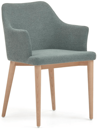 Design dining chair "Stiletto" with armrests - chenille green