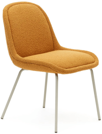 Chaise design "Aymin" - Bouclé jaune moutarde