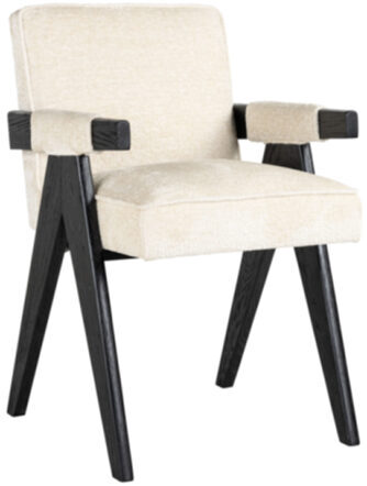 Chaise design "Cooper" - blanc chenille/bois massif