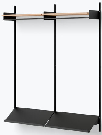 Design wall coat rack "New Works Shelf II" - 190 x 163.5 cm, oak / black