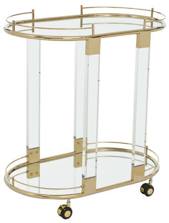 Serving trolley Oria Oval Gold 75/ H 78 cm