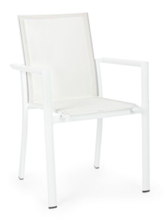 High quality outdoor chair "Konnor" with armrests - White