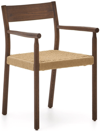Hochwertiger Massivholz Stuhl „Xalla“ mit Armlehnen- Eiche / Nussbaum Finish