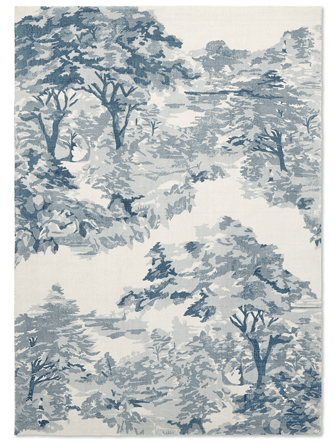 Handgewebter Designer Teppich „Landscape“ Blau