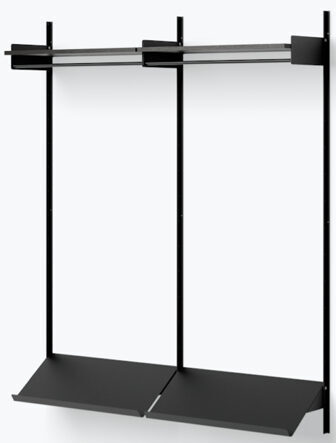 Design wall coat rack "New Works Shelf II" - 190 x 163.5 cm, ash wood / black
