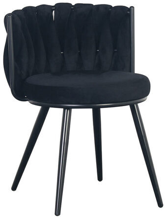 Chaise design "Moon" recouverte de velours - noir