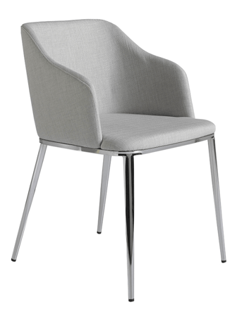 Chaise design "Milos" avec accoudoirs - tissu gris clair