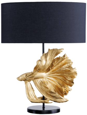 Grosse, extravagante Tischlampe „Crowntail“ mit Marmorfuss Ø 50 x 64 cm - Gold