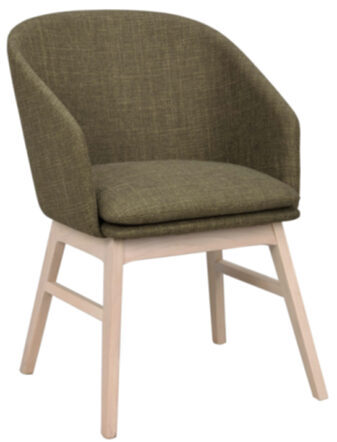 Design Stuhl „Windham“ mit Armlehnen und nachhaltigem Eichenholz - Grün / Eiche hell