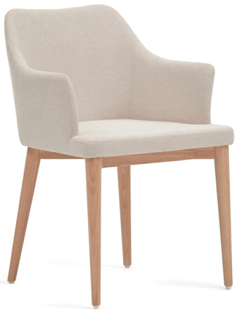 Chaise de salle à manger design "Stiletto" avec accoudoirs - Chenille Beige