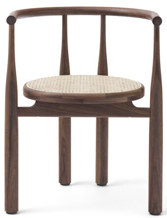 Design chair "Bukowski" with armrests - walnut / wickerwork