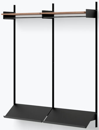 Design Wandgardarobe „New Works Shelf II“ - 190 x 163.5 cm, Nussbaum / Schwarz