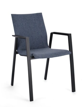 High-quality outdoor chair "Odeon" with armrests - anthracite/denim