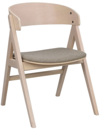 Design chair "Waterton" with armrests made of sustainable oak wood - Whitewash / Taupe