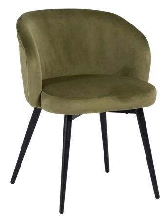 Design chair "Weave" with velvet cover - olive green