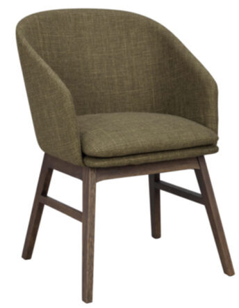 Design Stuhl „Windham“ mit Armlehnen und nachhaltigem Eichenholz - Grün / Eiche Dunkelbraun