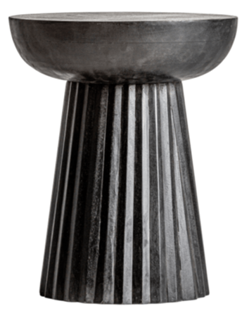 Handgefertigter Design Beistelltisch „Plissé“ Schwarz Ø 38 x/H 46 cm