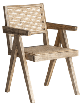Chaise à accoudoirs design "Cieza" avec tressage viennois - naturel