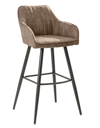 Chaise de bar design "Turino" avec accoudoirs - taupe vintage