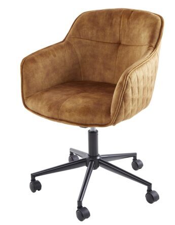 Office chair "Leonie" with velvet upholstery - mustard yellow