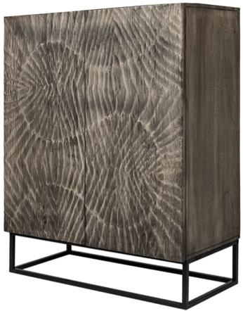 Solid wood highboard "Scorpion" black / acacia gray - 100 x 120 cm