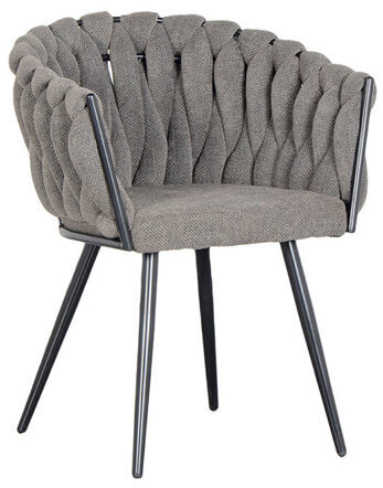 Chaise avec accoudoirs "Wave" en tissu structuré - gris/taupe