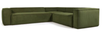 Large Cord Corner Sofa "Klocks" 320 x 290 cm - Dark Green