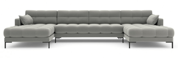 Design panorama corner sofa "Mamaia textured fabric" light gray