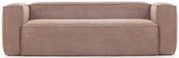 2 seater design sofa "Klocks" 210 cm - pink corduroy