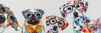 Hand painted art print "Cute dog gang" 50 x 150 cm