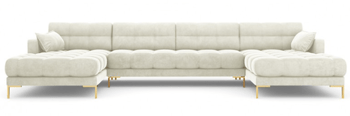 Design panorama corner sofa "Mamaia velvet" light gray