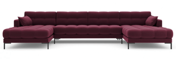 Design Panorama Corner Sofa "Mamaia Textured Fabric" Burgundy Red