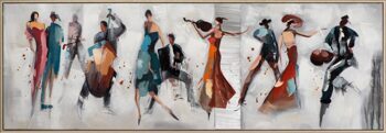 Hand painted art print "Fiery Tango" 52.5 x 152.5 cm