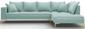 Large design corner sofa "Marram" - mint / legs gold