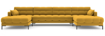 Design Panorama Corner Sofa "Mamaia Textured Fabric" Mustard Yellow