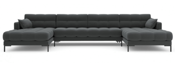 Design Panorama Corner Sofa "Mamaia Textured Fabric" Dark Gray