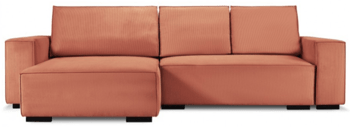Design corner sofa "Eveline" with bed function and corduroy cover
