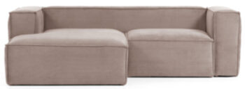 2.5 seater corner sofa Cord "Klocks" with chaise longue - Pink